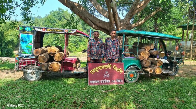 নাইক্ষ্যংছড়ির রেজু আমতলীতে আকাশমনি কাঠ ও ইজিবাইক উদ্ধার